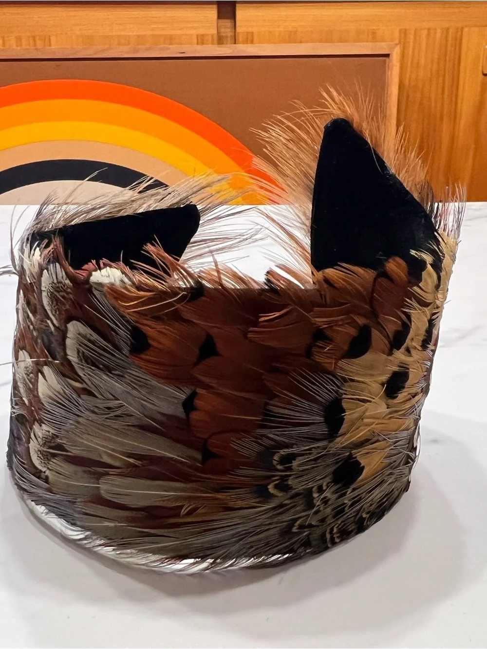 Vintage 40s/50s Pheasant Feather Headband Half Hat Fascinator Pin Up Whimsy